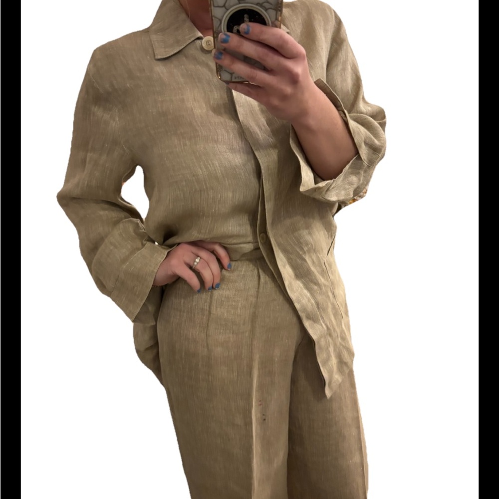 Loro Piana 100% linen beige 2-piece set made in Italy